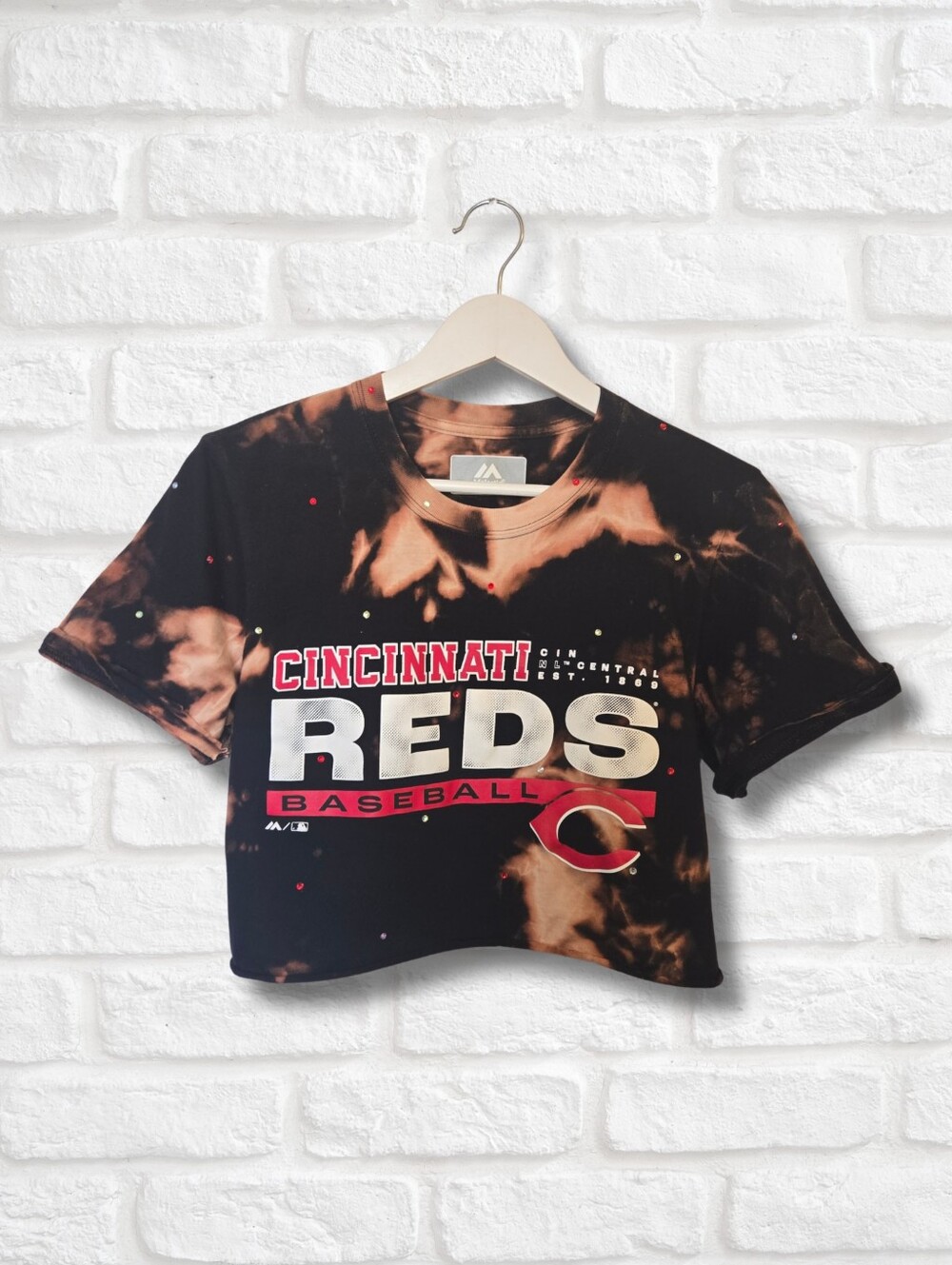 Cincinnati Reds Crop Top W/Rhinestones